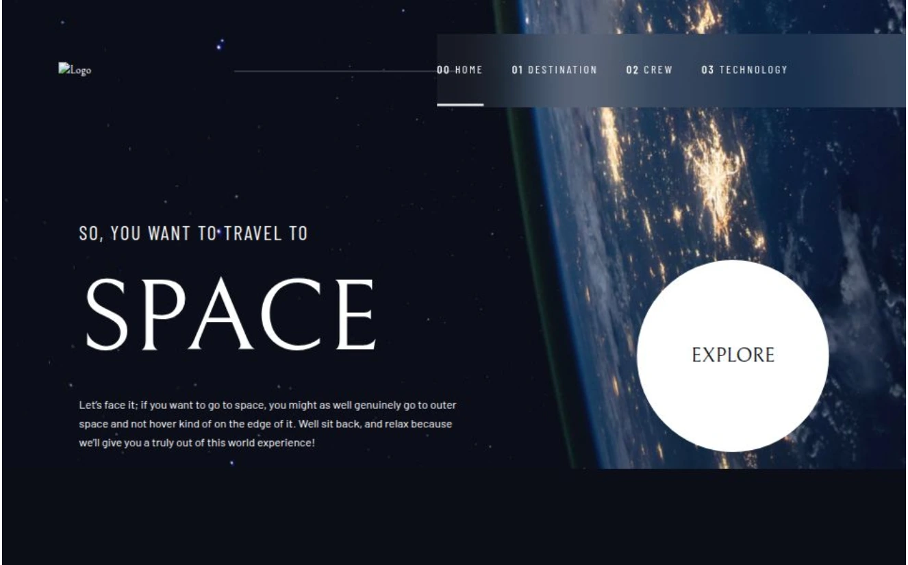 Vista del proyecto Space con diseño espacial